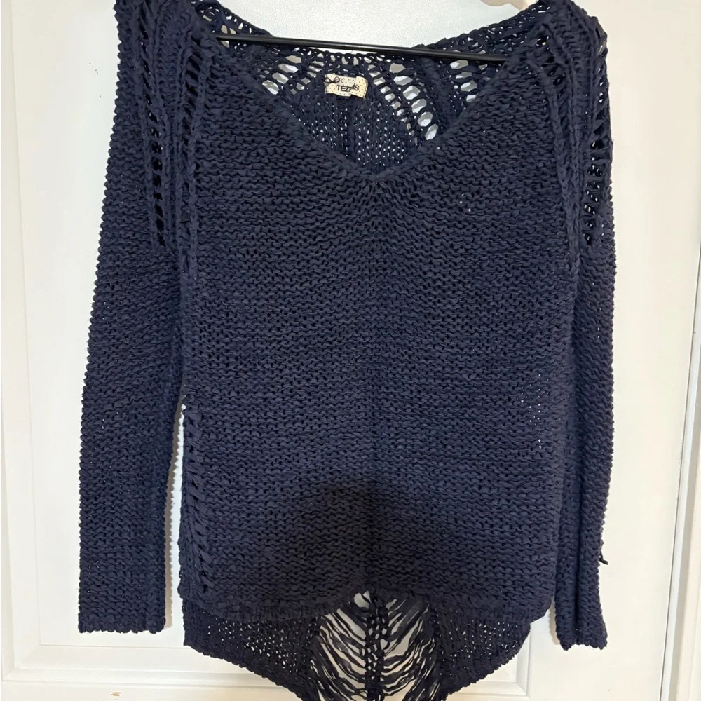 Tezinis Deep Blue V-Neck Sweater - Picture 1 of 4